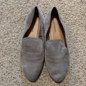 Lucky Brand Women's Size 8 Shoes Elafina gray suede Leather Loafers Flats
